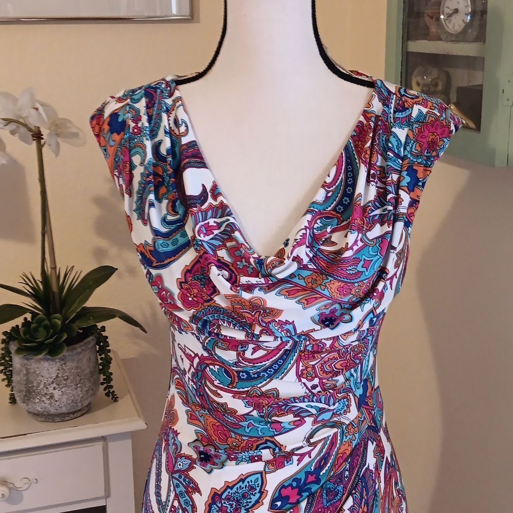 Lauren Ralph Lauren Bright Paisley Soft Knit Dress. Career. Professional. - Picture 3 of 16
